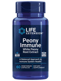 Life Extension frasco frontal mostrando Peony Immune y claridad de etiquetado