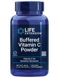 Life Extension frasco frontal del polvo de vitamina C muestra etiqueta clara y tamaño