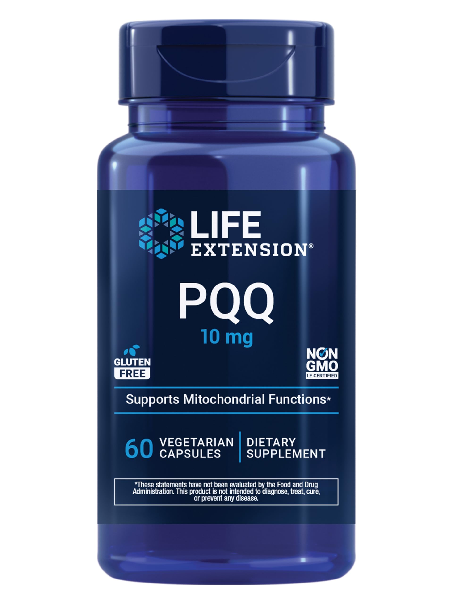 Life Extension frasco frontal mostrando 60 cápsulas y beneficio energético