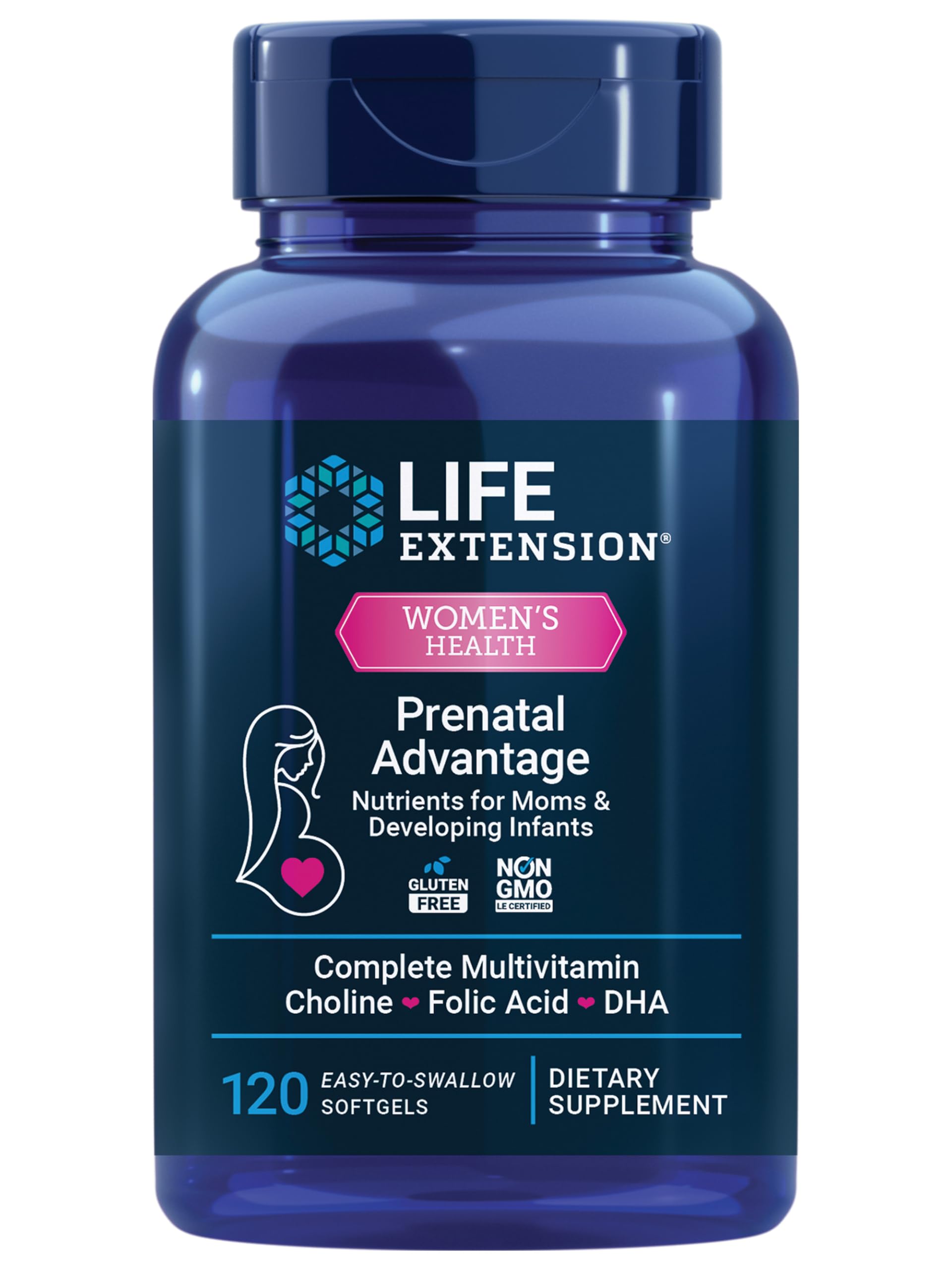 Life Extension frasco frontal con etiqueta clara y beneficios visibles