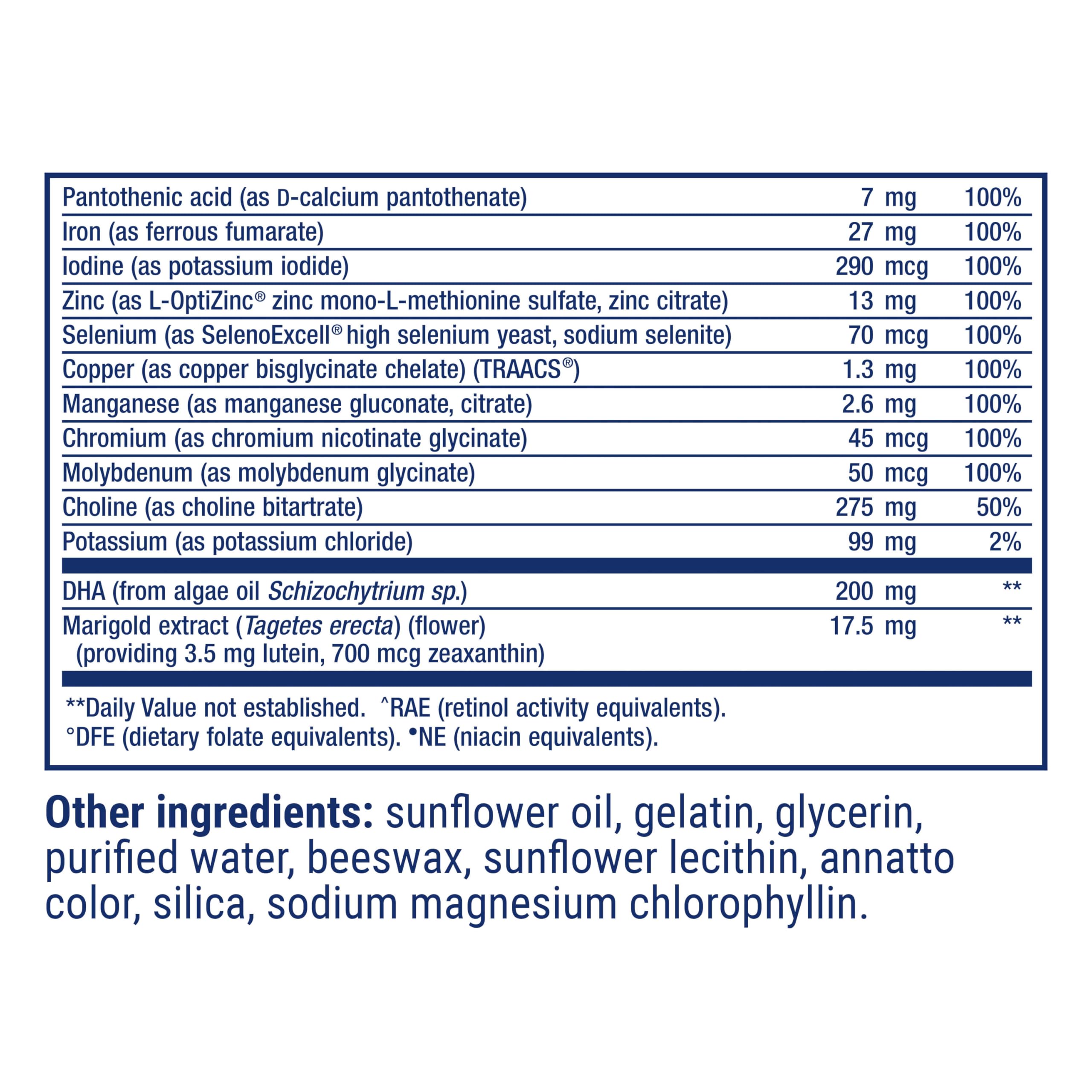 Life Extension etiqueta de ingredientes destacando folato 5‑MTHF y DHA