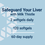 Life Extension persona tomando un softgel Advanced Milk Thistle para apoyo a la función hepática