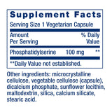 Life Extension etiqueta nutricional legible con ingredientes y 100 mg PS