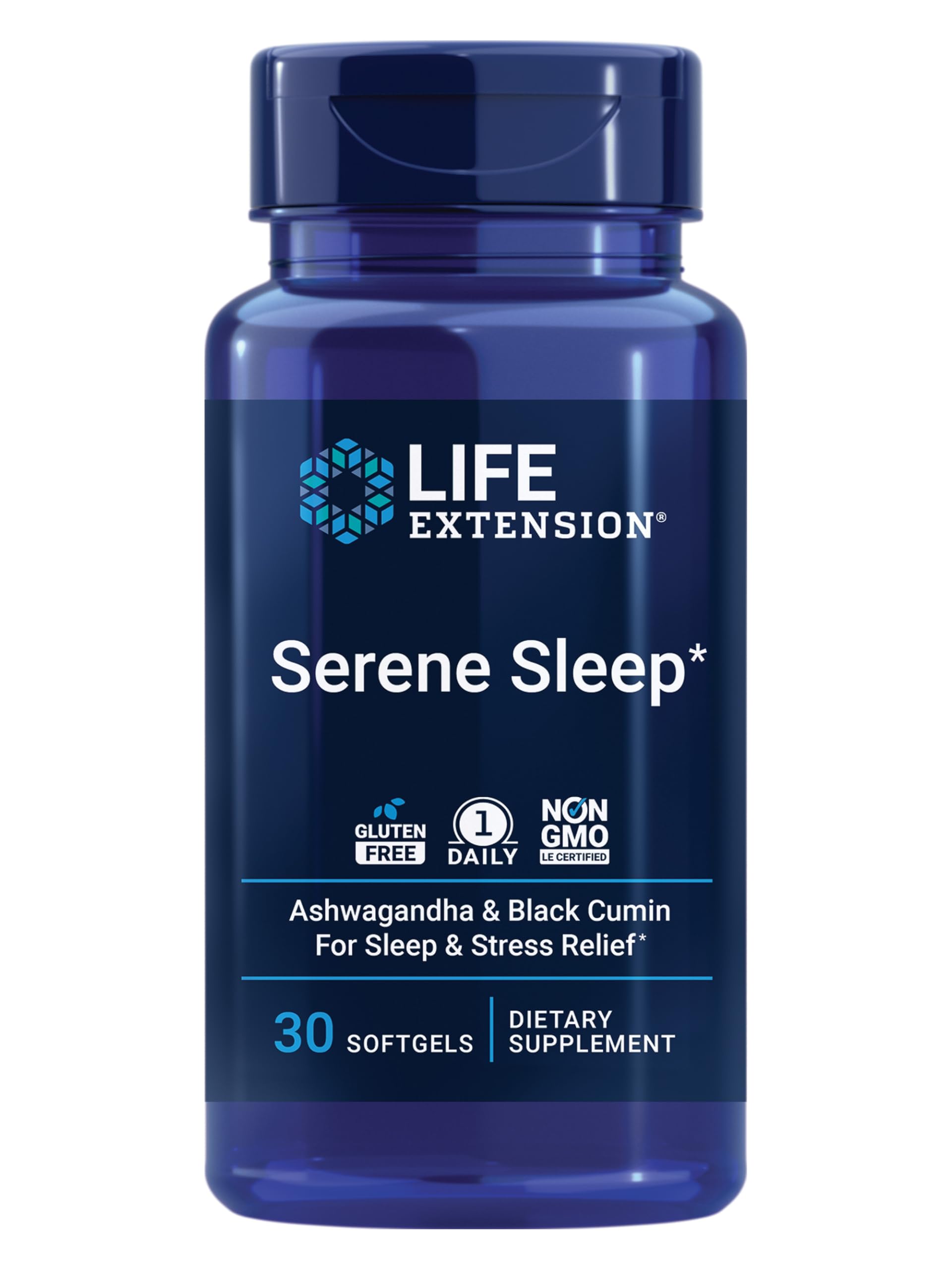 Life Extension frasco frontal mostrando 30 softgels y diseño del envase, claridad de uso