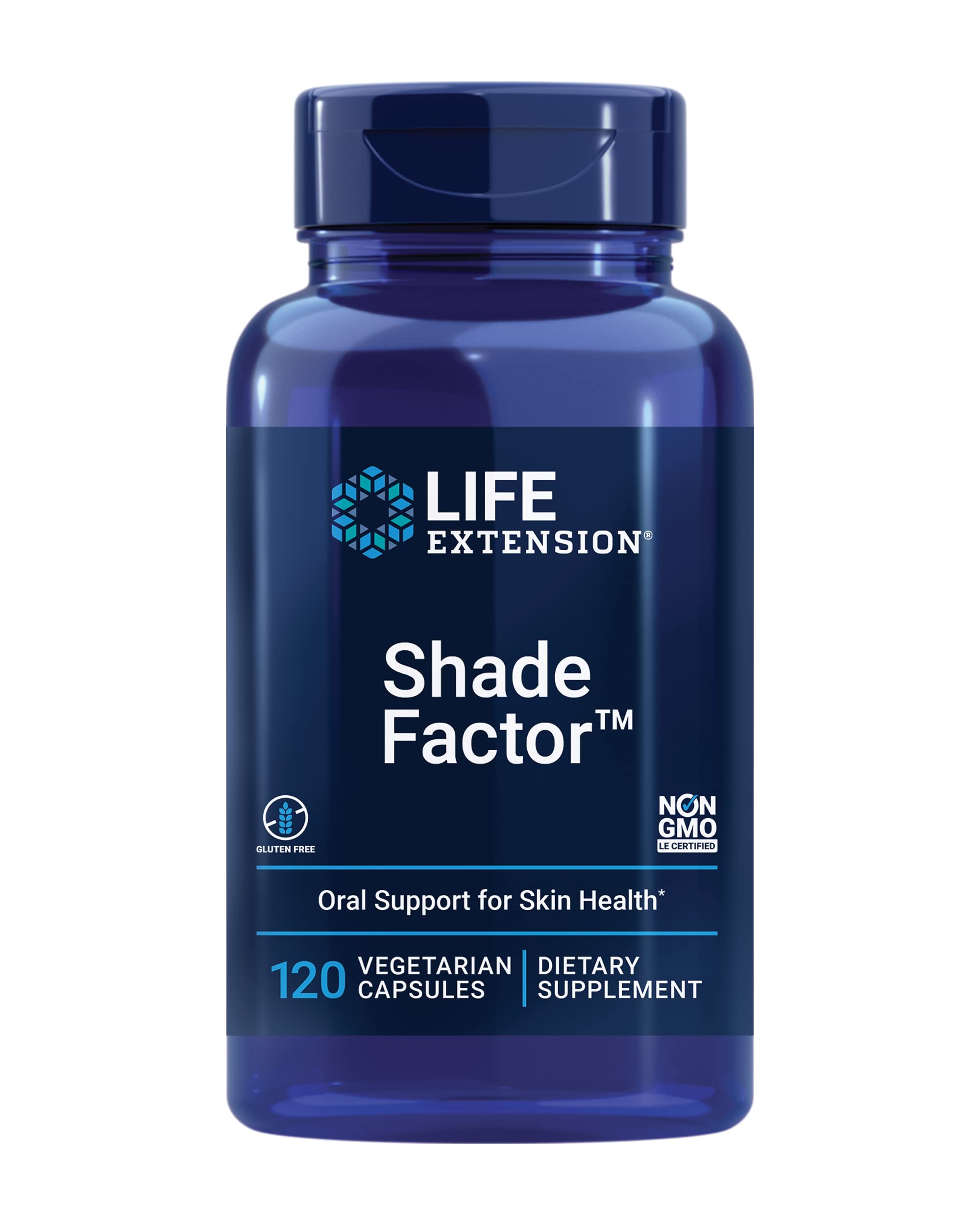 Life Extension frasco Shade Factor frente con diseño y beneficios visibles