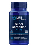 Life Extension envase frontal mostrando Super Carnosine y beneficios musculares