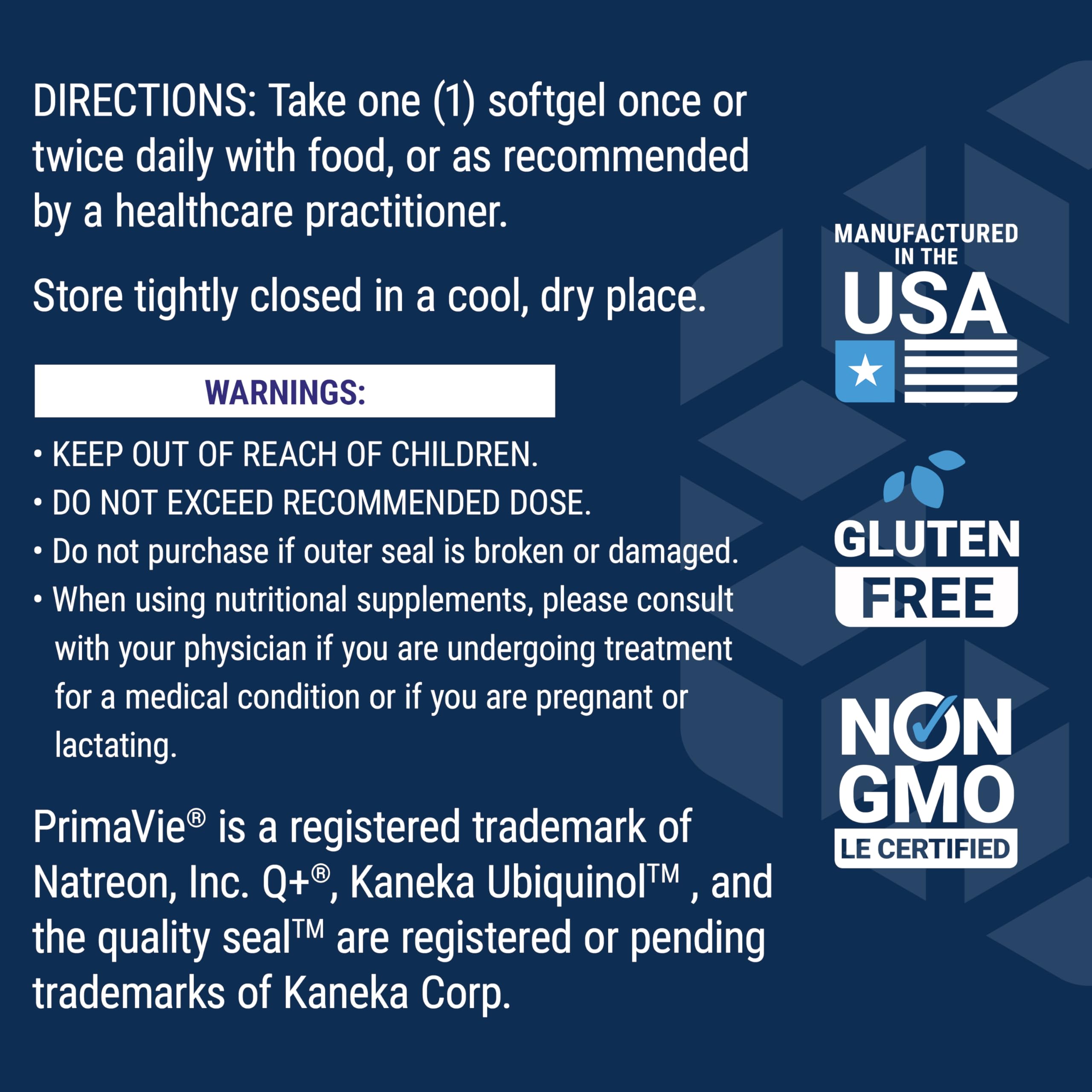Life Extension etiqueta del envase destacando ingredientes clave y no-GMO