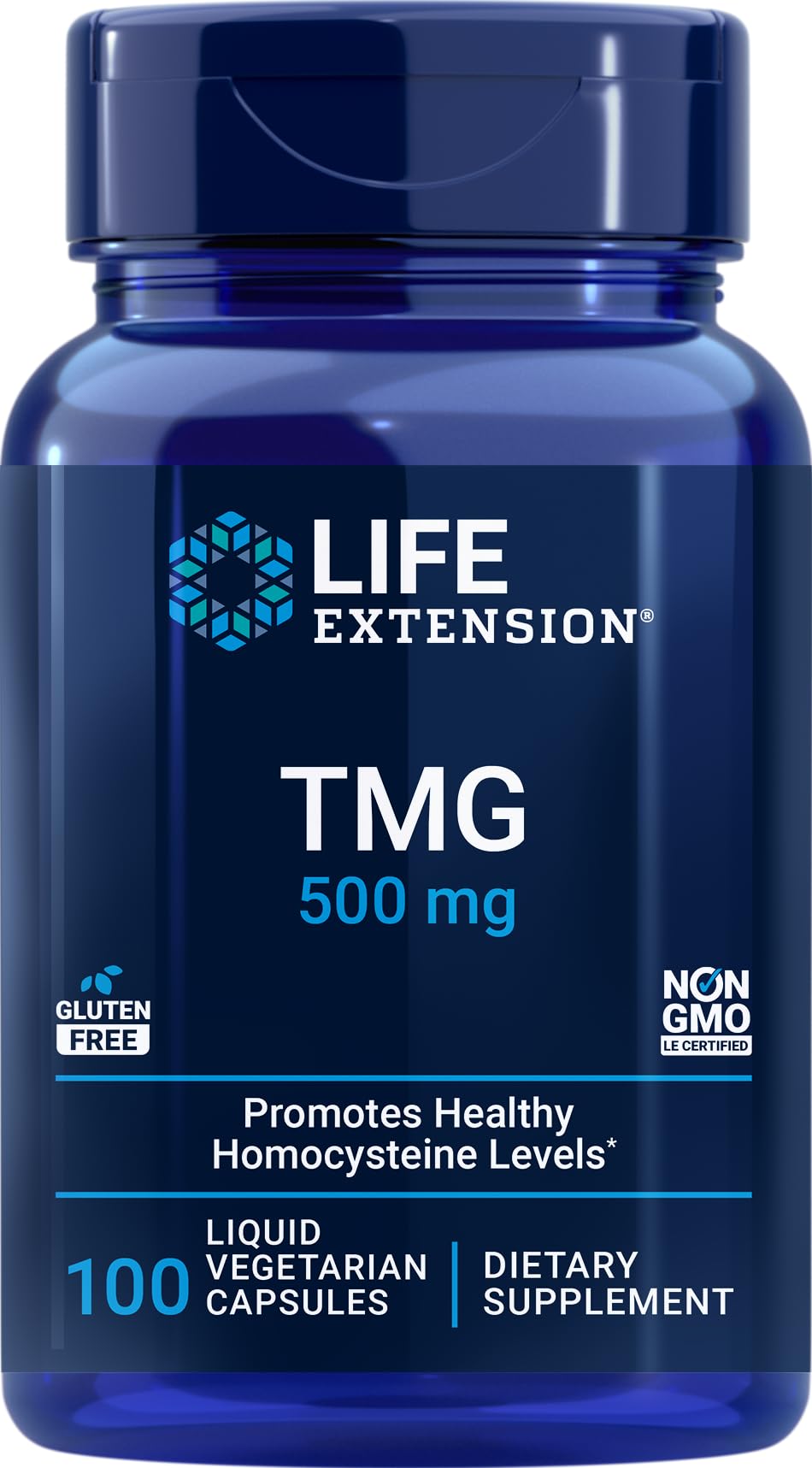 Life Extension frasco frente mostrando etiqueta y beneficios claros