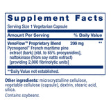 Life Extension etiqueta de VenoFlow con listado de nattokinase y Pycnogenol®