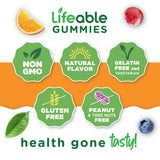 Lifeable gominolas junto a moneda para comparar tamaño, útil para referencia real