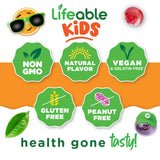 Lifeable etiqueta con información nutricional y listado de vitaminas B y vitamina C