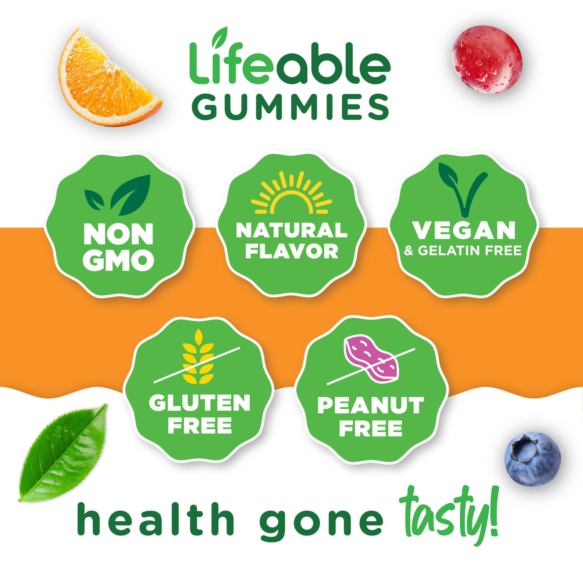 Lifeable etiqueta con lista de vitaminas B y vitamina C legible