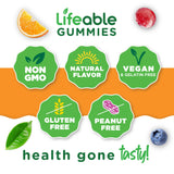 Lifeable etiqueta con lista de vitaminas B y vitamina C legible