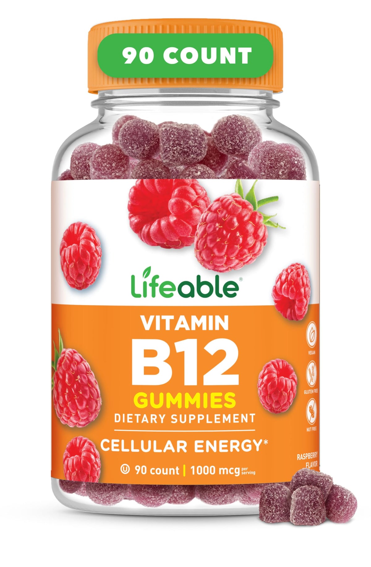 Lifeable envase frontal mostrando 90 gomitas y beneficios claros