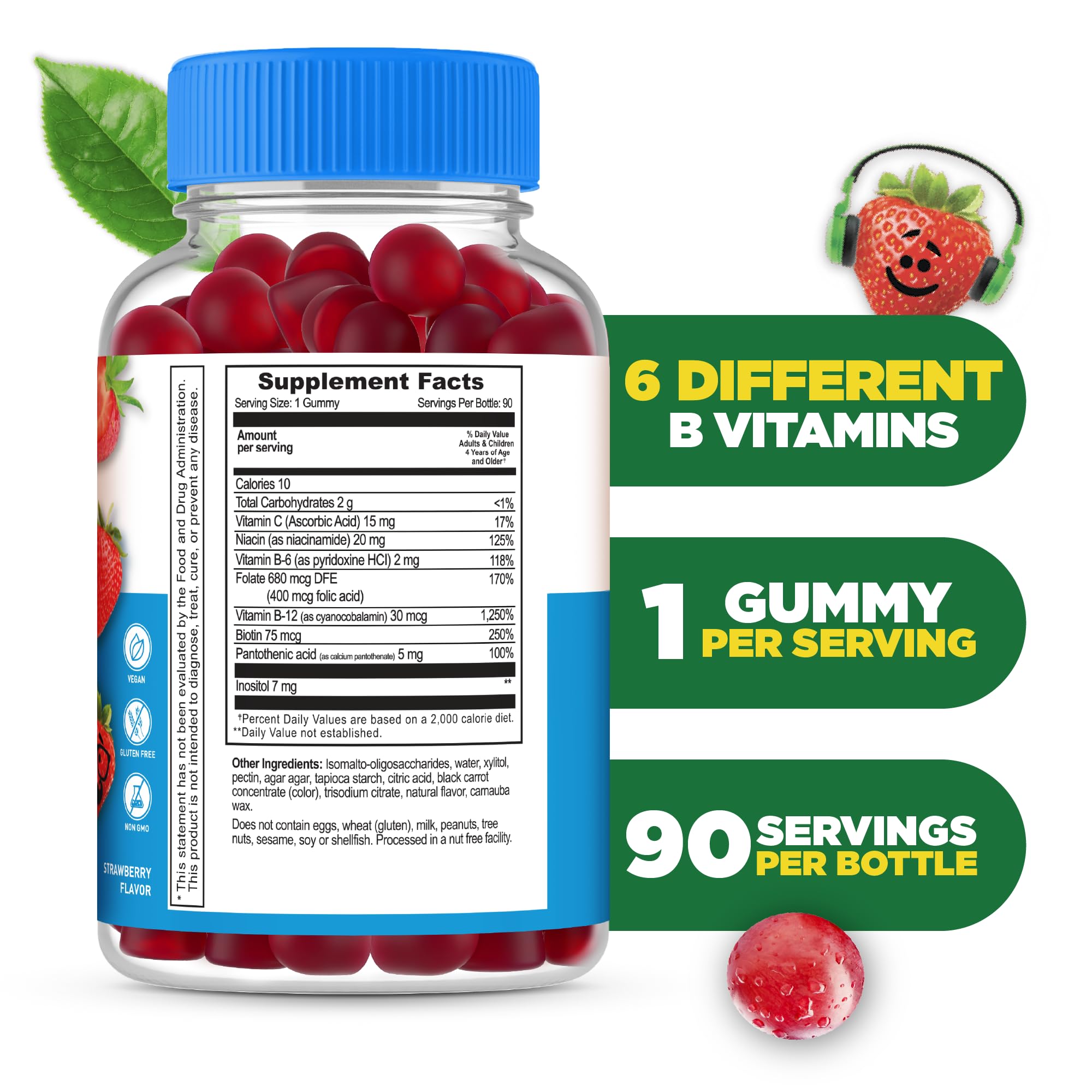 Lifeable primer plano de una gomita destaca textura y sabor fresa