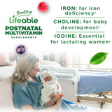 detalle de ingredientes Lifeable con énfasis en hierro y colina