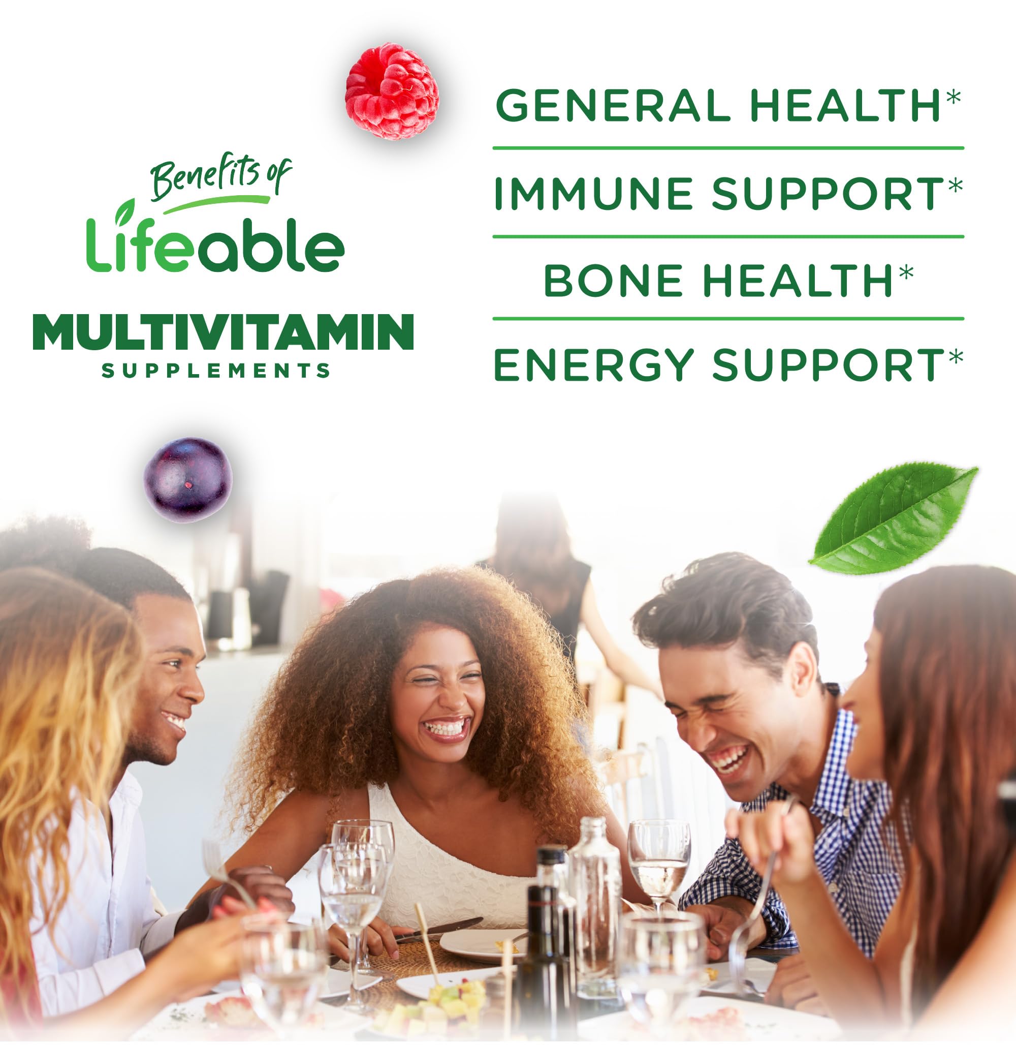 Lifeable etiqueta con lista de vitaminas y minerales visible