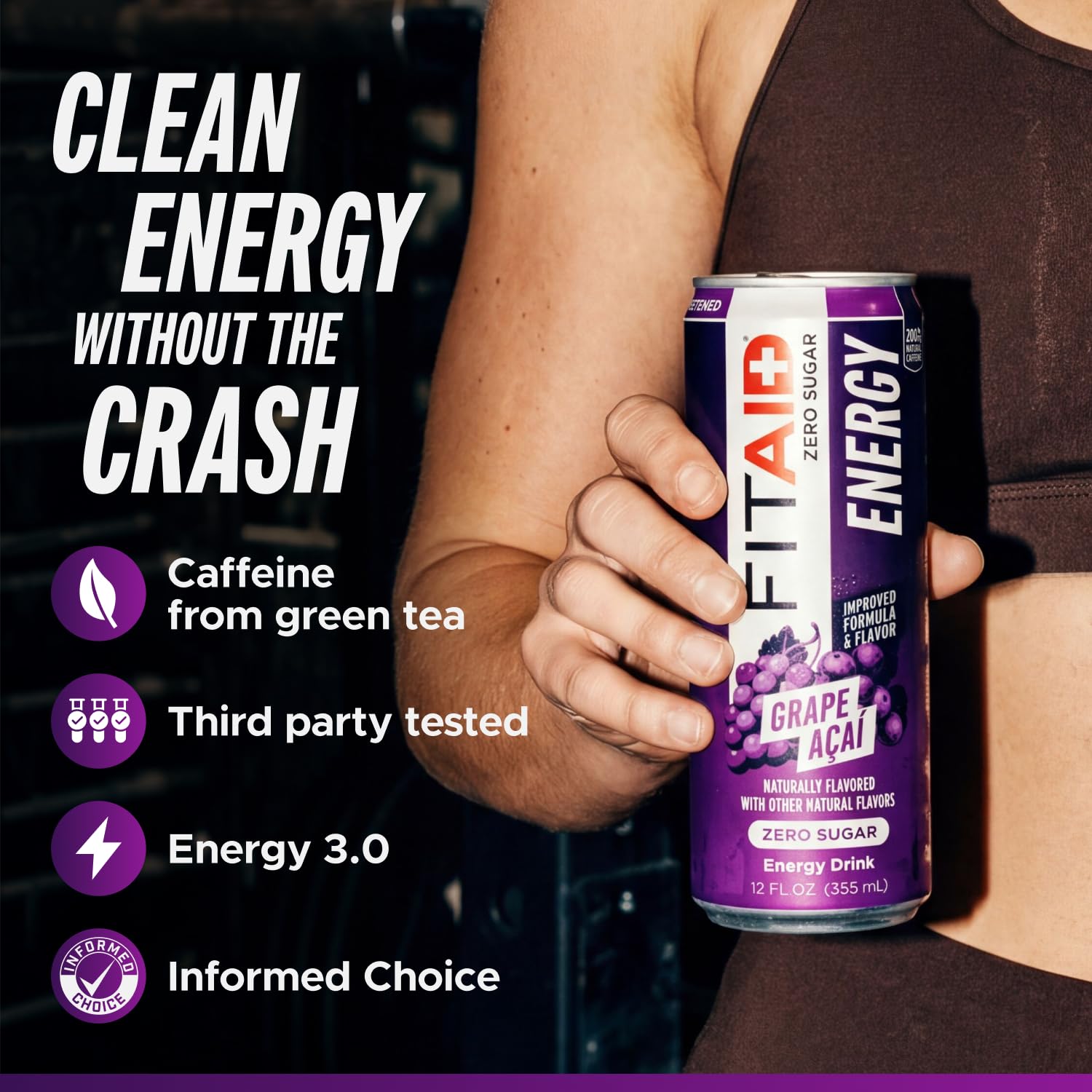 LIFEAID FITAID lata abierta vertiendo bebida para energía sostenida antes de entrenar