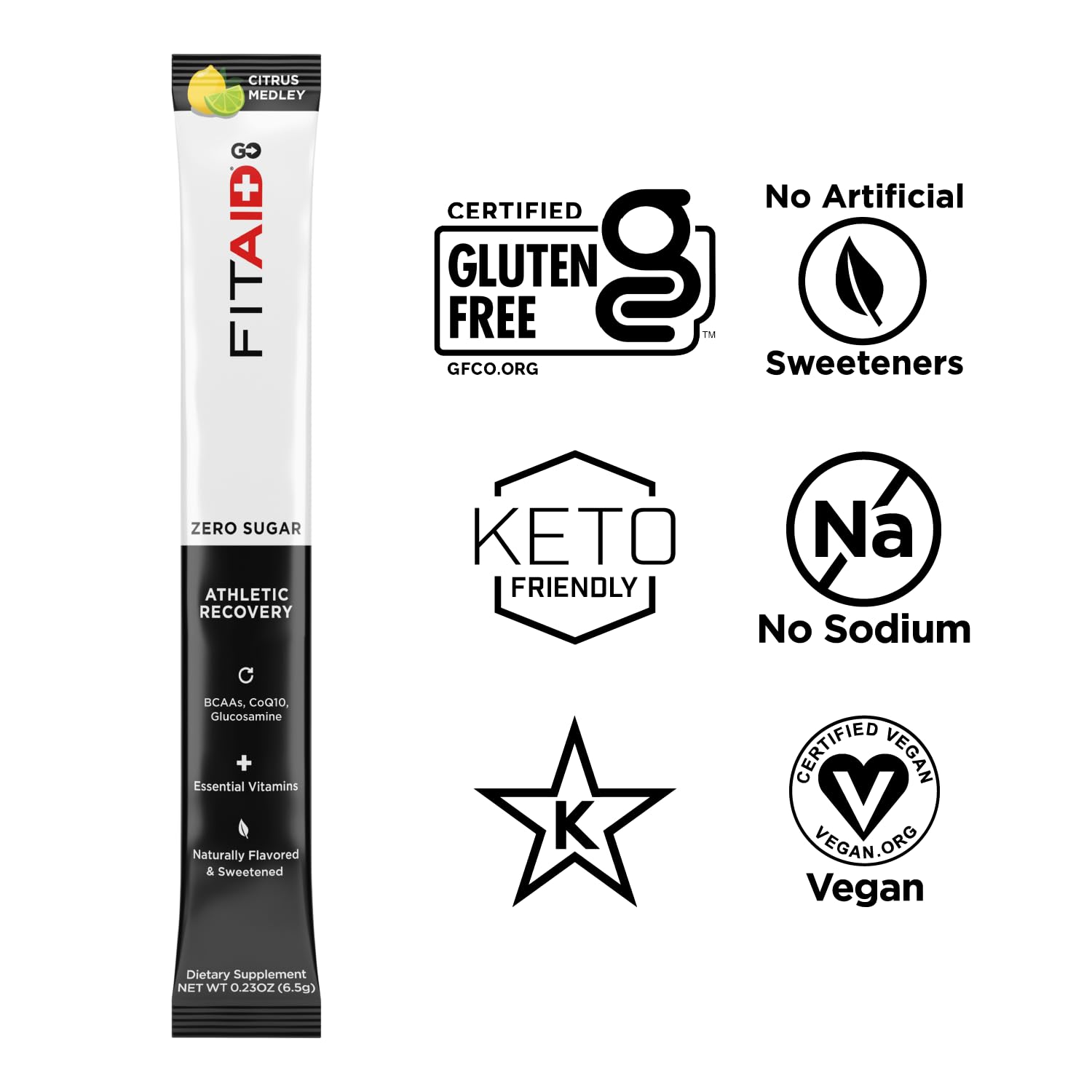 LIFEAID FITAID GO sobre abierto con polvo visible, práctico para llevar