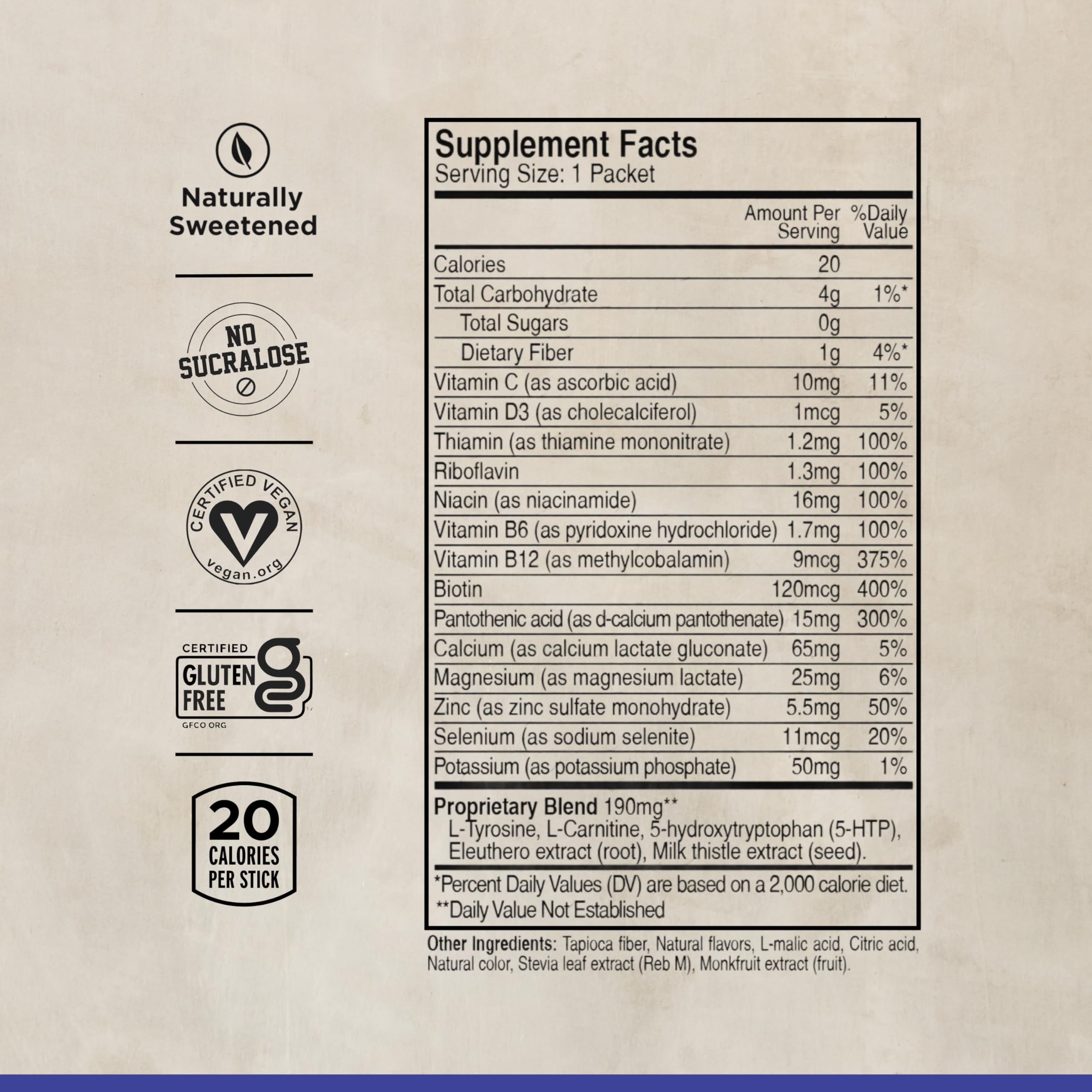 LIFEAID etiqueta PartyAid Go con información nutricional visible y clara