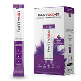 LIFEAID PARTYAID GO! frontal del paquete mostrando diseño y cantidad, conveniencia portable