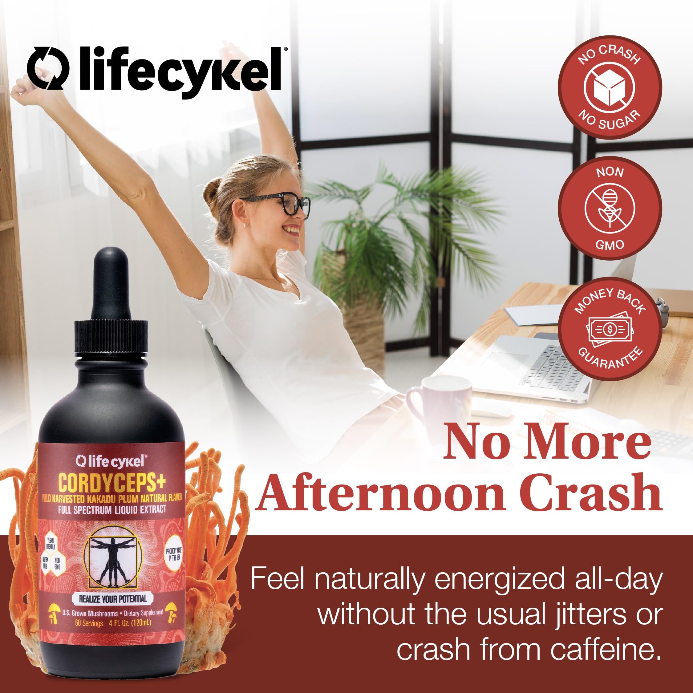 Life Cykel etiqueta con ingredientes claros y control de calidad destacado