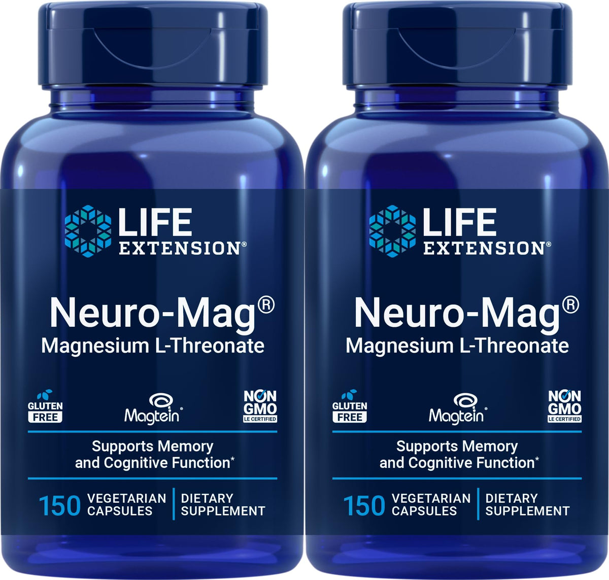 Life Extension frasco frontal Neuro‑Mag mostrando diseño y cantidad