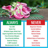 LifeGarden Naturals botella abierta con cápsulas para visualizar contenido por envase