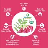 LifeGarden Naturals hojas y flores de Sesbania agati ilustrando origen orgánico