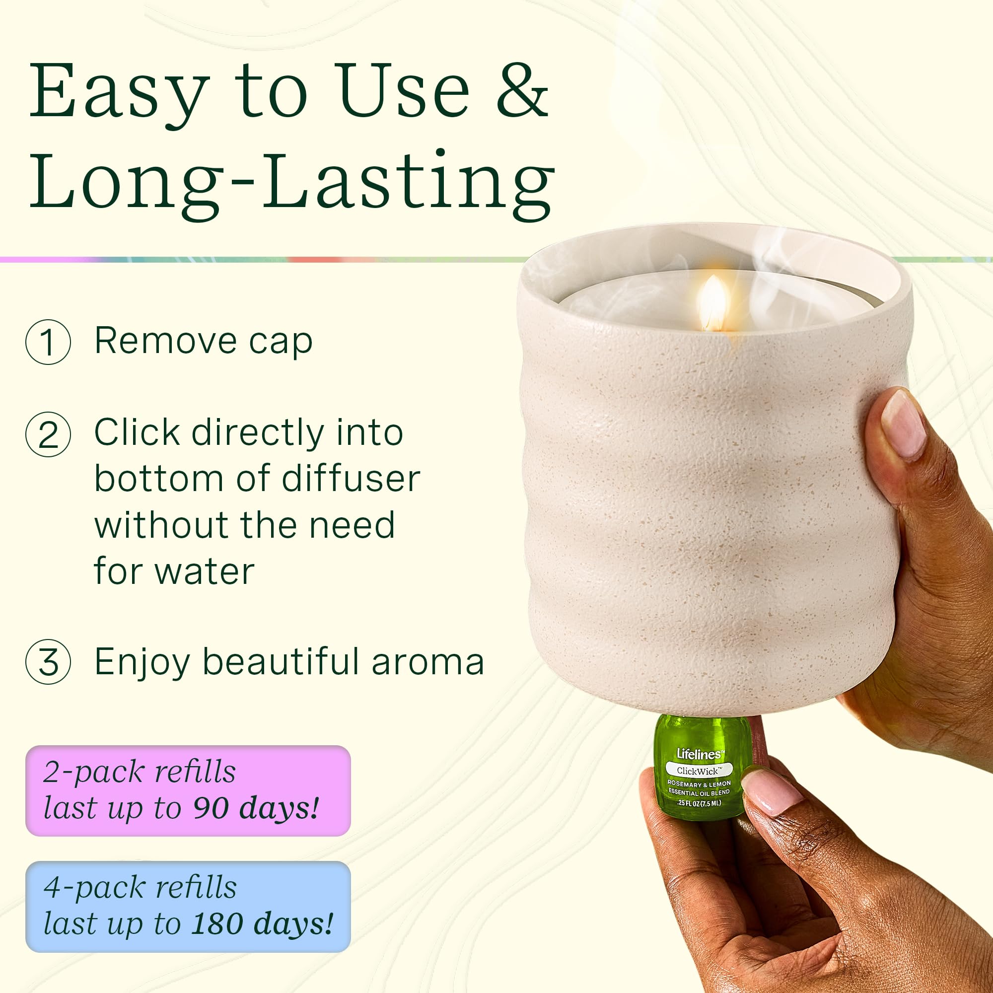 Lifelines difusor con vela encendida, crea ambiente acogedor en hogar