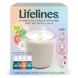 Lifelines vela difusora frontal mostrando diseño crema y luz relajante