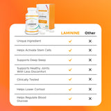 Lifepharm Laminine en mesa con frutas y agua mostrando estilo de vida saludable