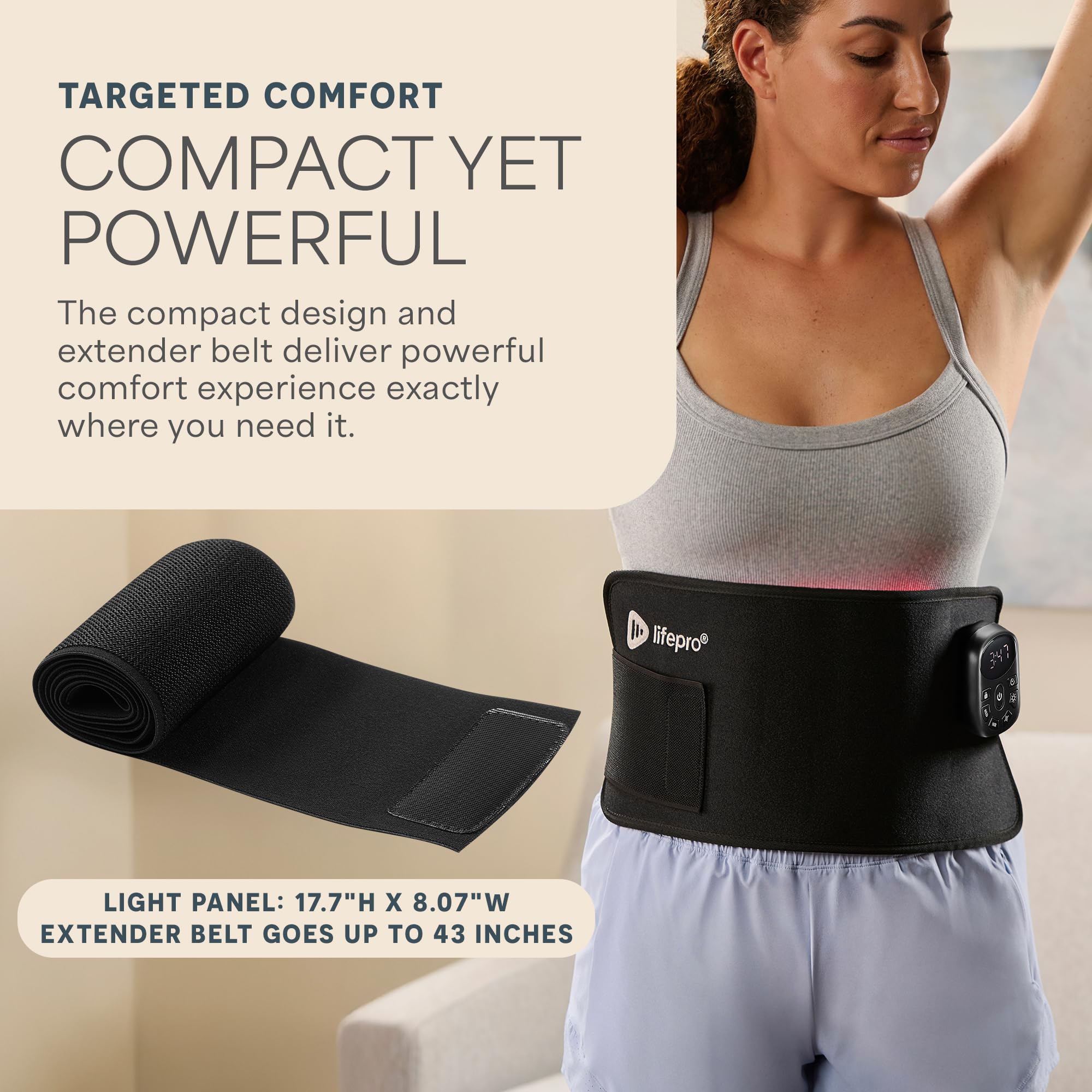 LifePro ajuste con velcro y extensor para adaptación a distintas tallas y zonas