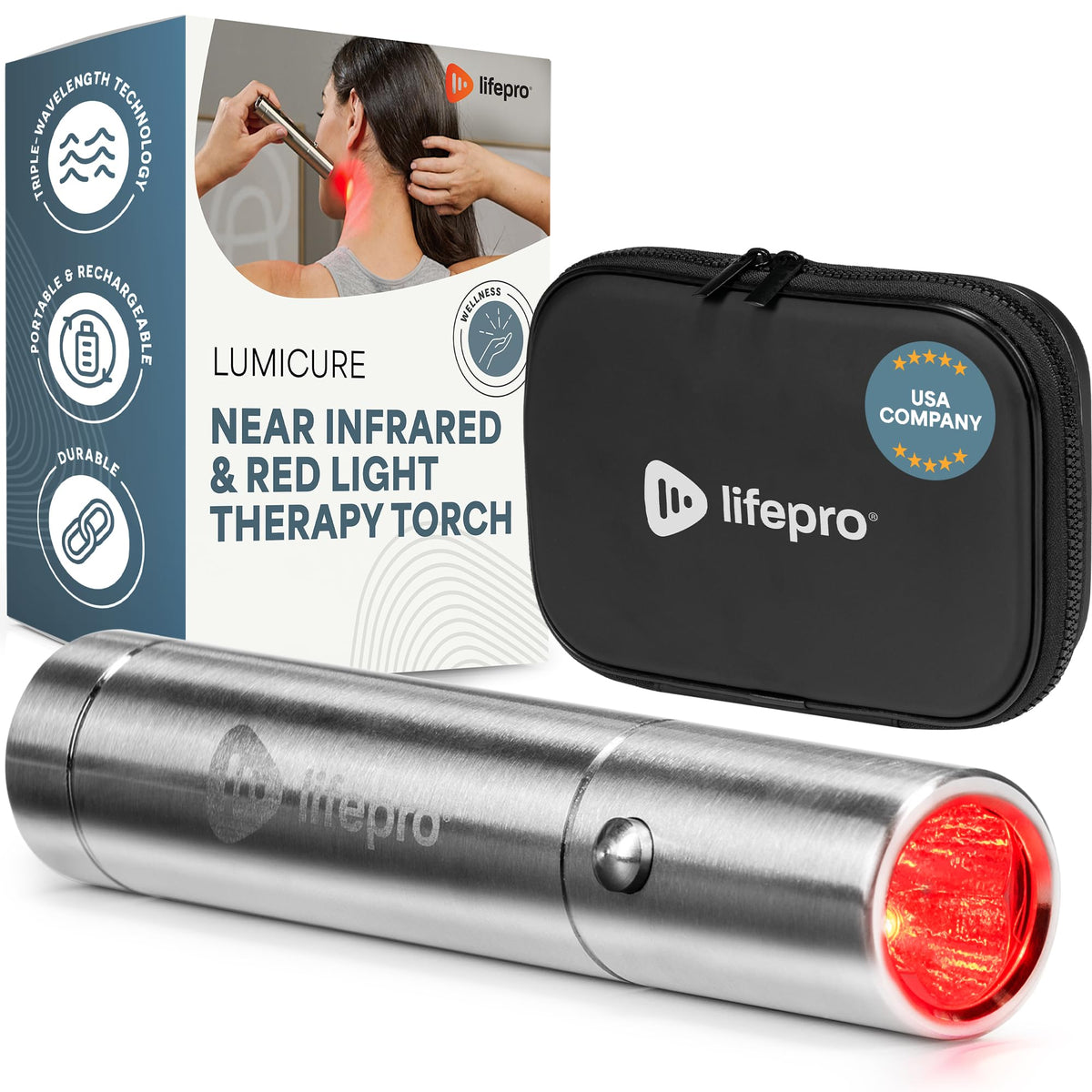 LifePro LumiCure frontal mostrando diseño portátil y fácil manejo