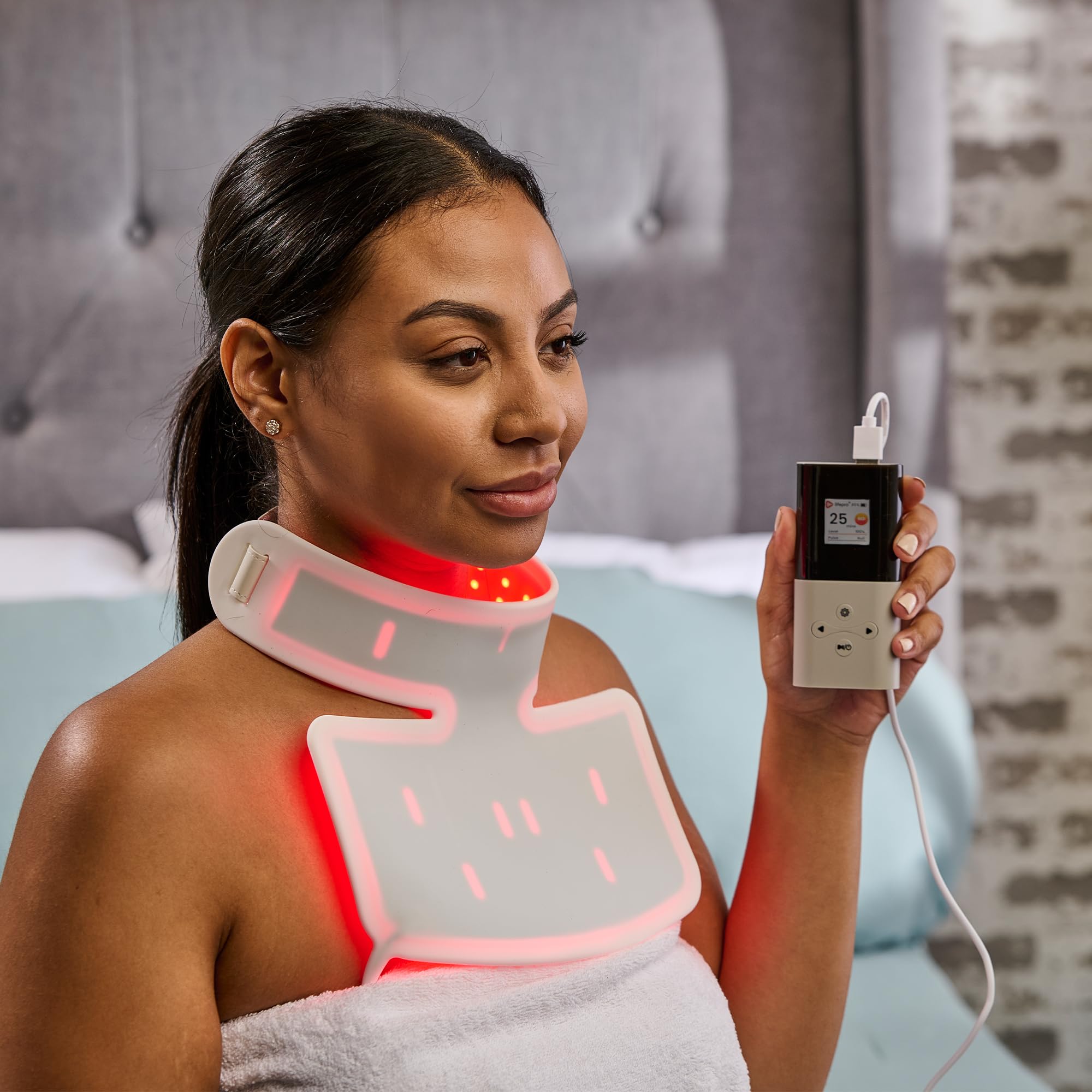 Lifepro empaque y contenido del producto con manual demostrando soporte y accesorios incluidos