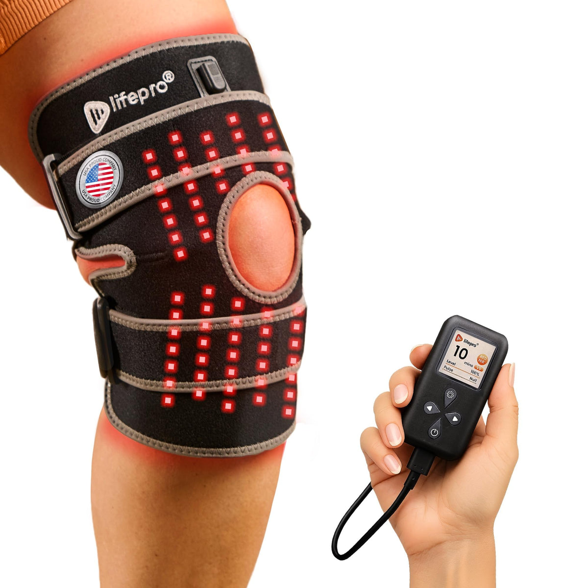 LifePro rodillera frontal mostrando ajuste y diseño cómodo