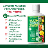 Life's Fortune comparación de tamaño en mano para mostrar volumen de 32 oz
