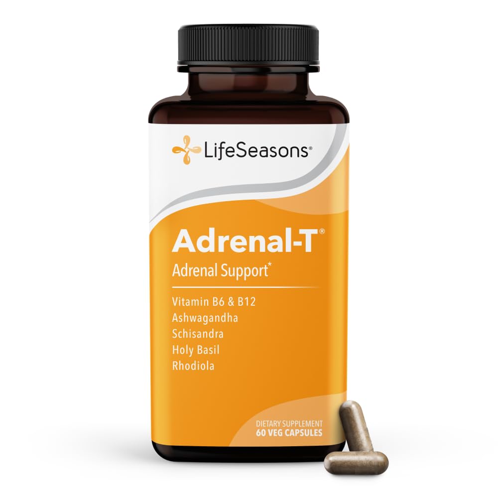 LifeSeasons botella Adrenal-T frontal mostrando etiqueta y cantidad