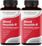 LifeSeasons Blood Nourish-R vista frontal del envase mostrando etiqueta clara y beneficios