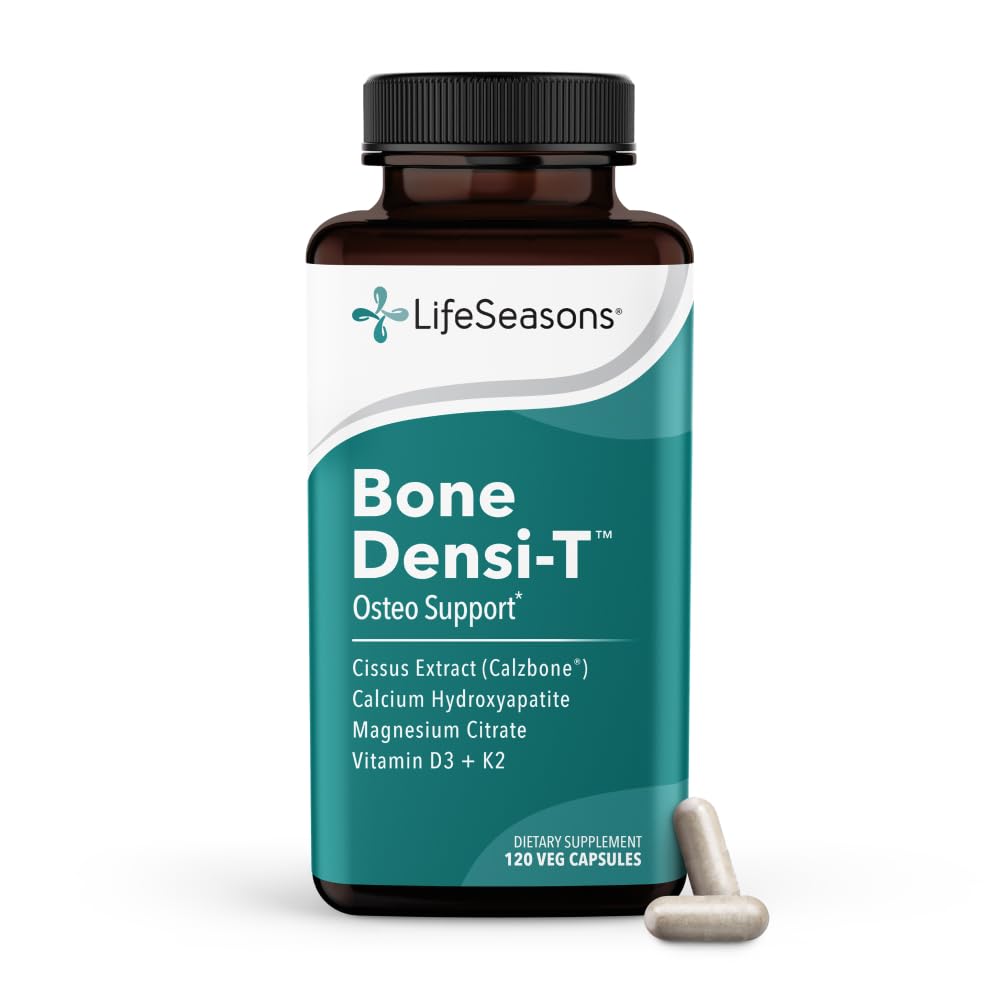 LifeSeasons envase frontal que muestra Bone Densi-T para soporte óseo