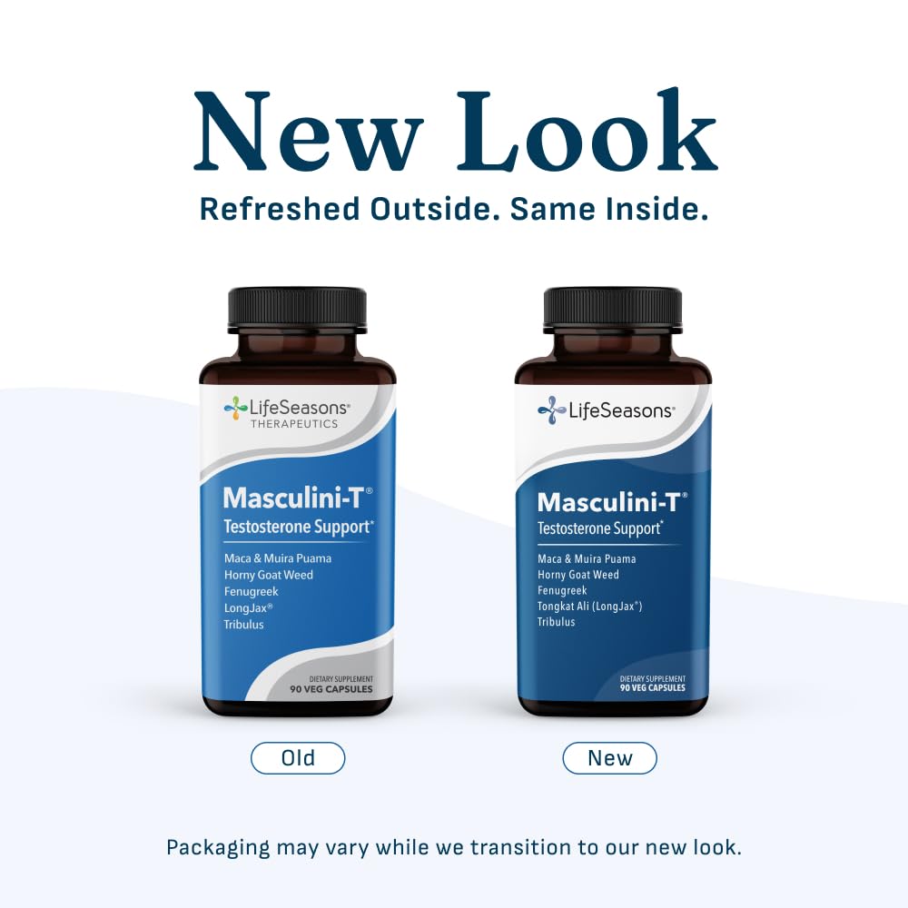 LifeSeasons Masculini-T envase en ambiente de gimnasio mostrando uso práctico