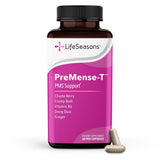 LifeSeasons envase PreMense-T frente mostrando etiqueta y beneficio calmante