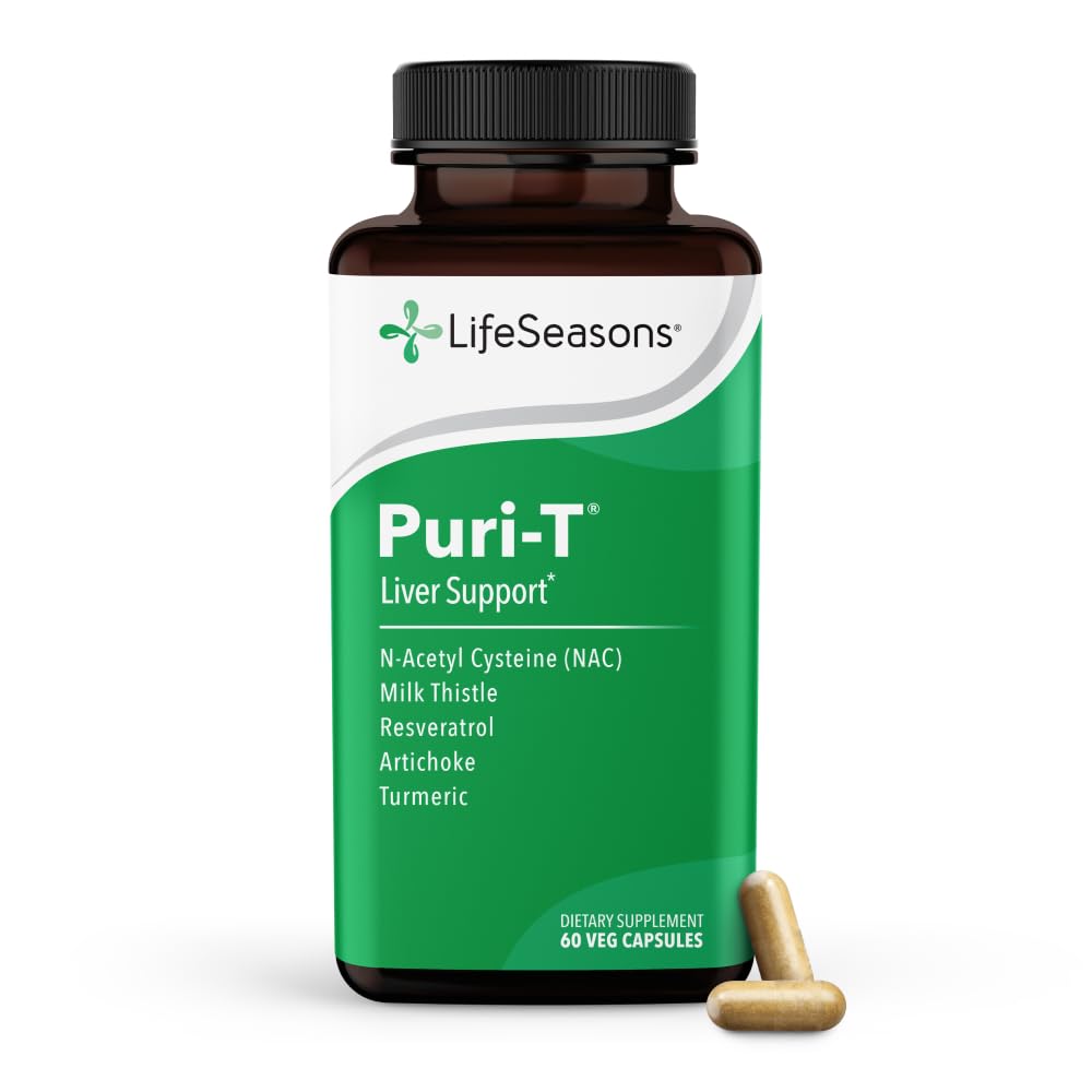 LifeSeasons Puri-T frontal del envase mostrando diseño y cantidad de cápsulas