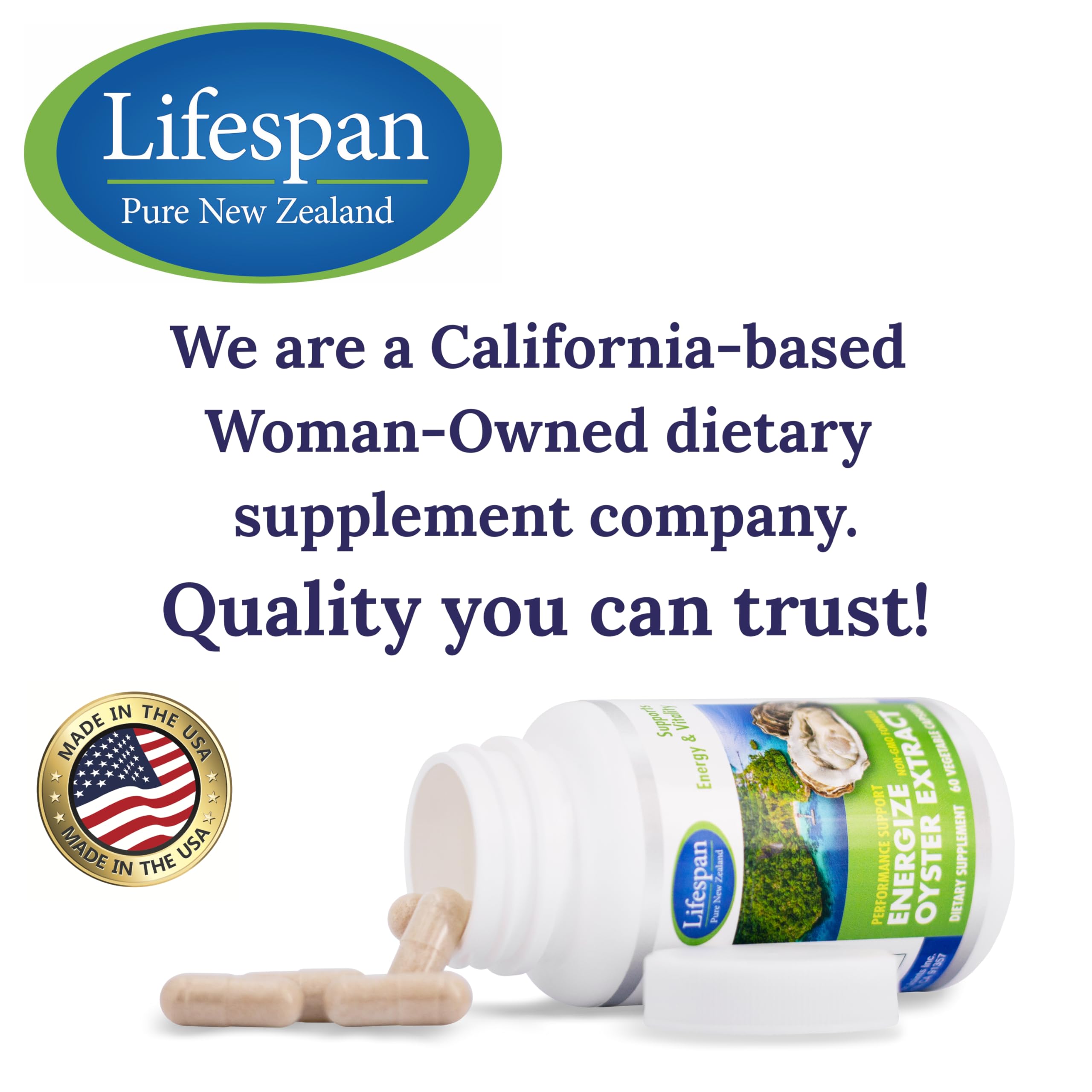 LIFESPAN PURE NEW ZEALAND frasco en mano para comparar escala y porción diaria