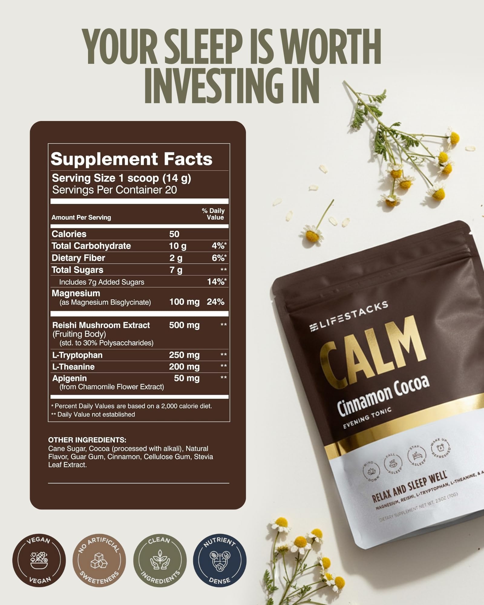 LIFESTACKS polvo de cacao con textura fina y beneficio de mezcla fácil