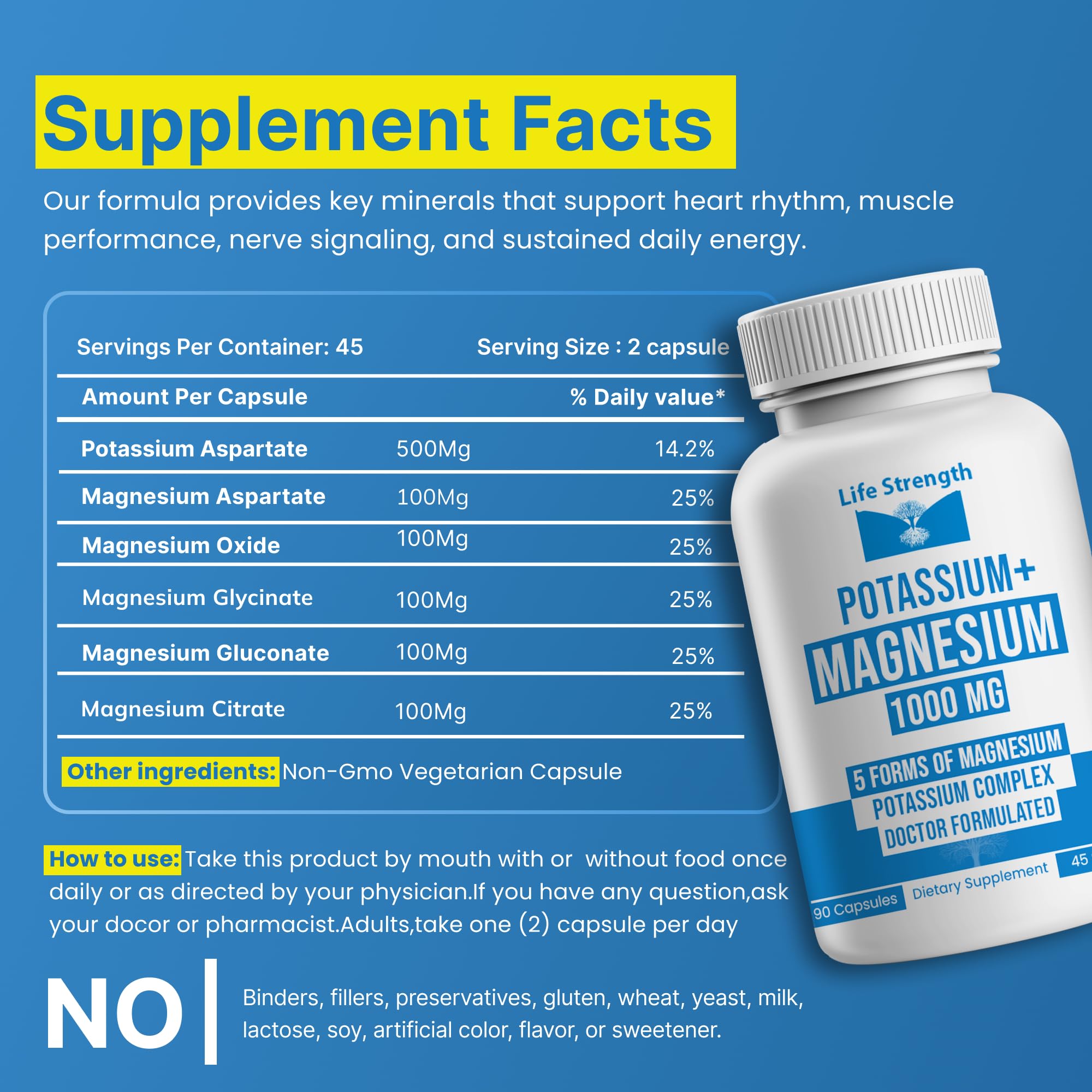 LifeStrength etiqueta con lista de ingredientes y dosis recomendada