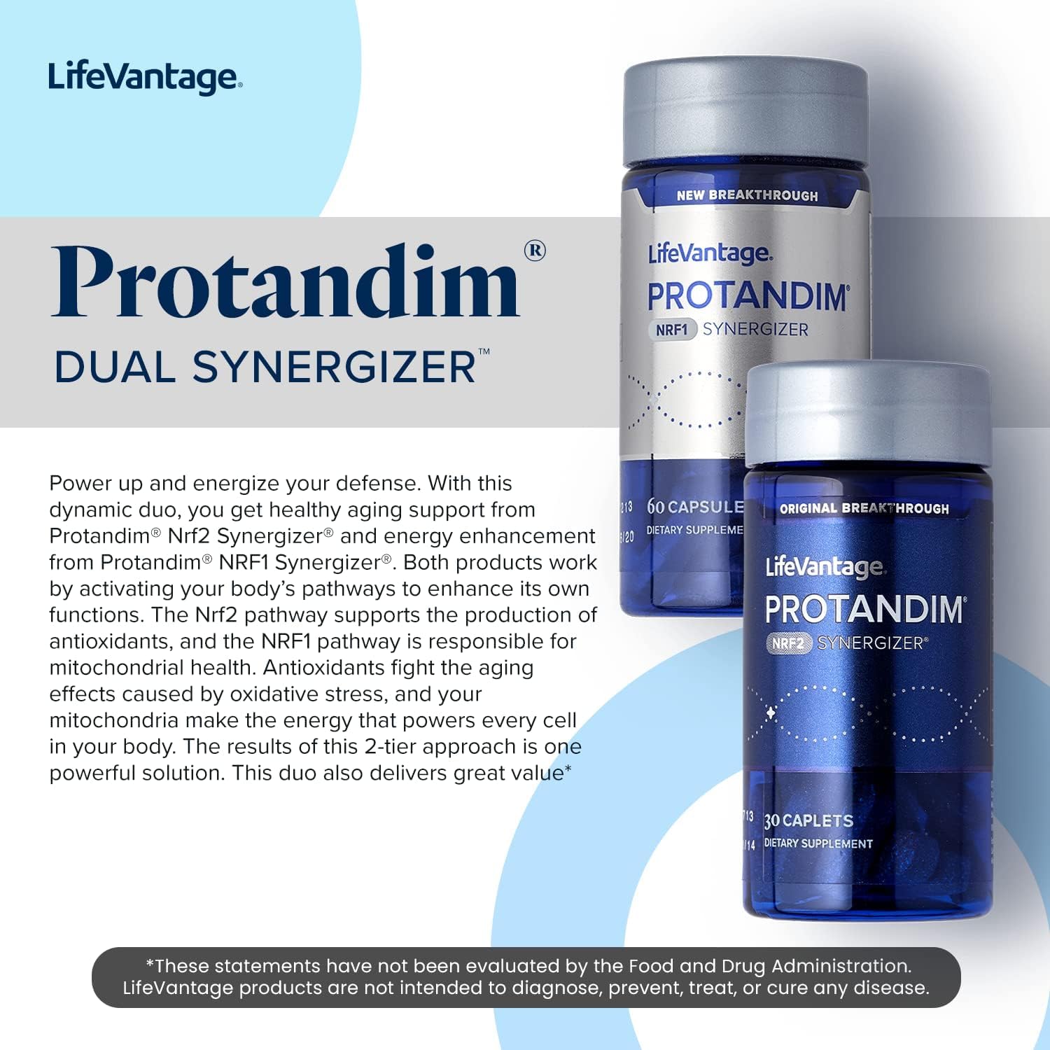 LifeVantage Nrf2 primer plano de botella con ingredientes antioxidantes
