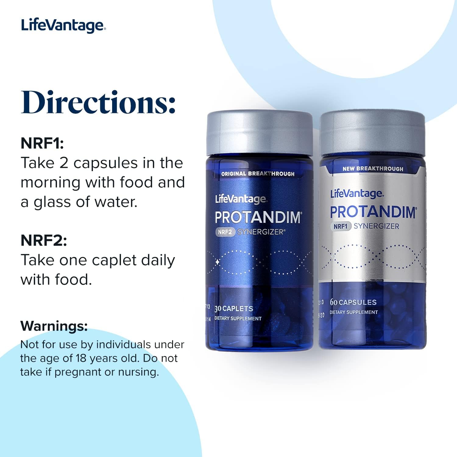 LifeVantage comparación de tamaño de frascos para comprensión de dosis