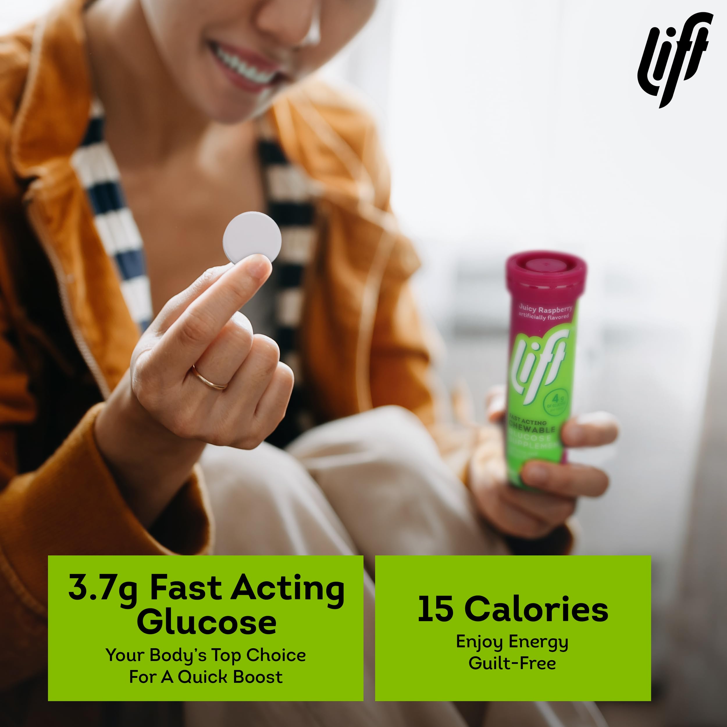 Tubo Lift abierto con tabletas visibles para facilidad de uso