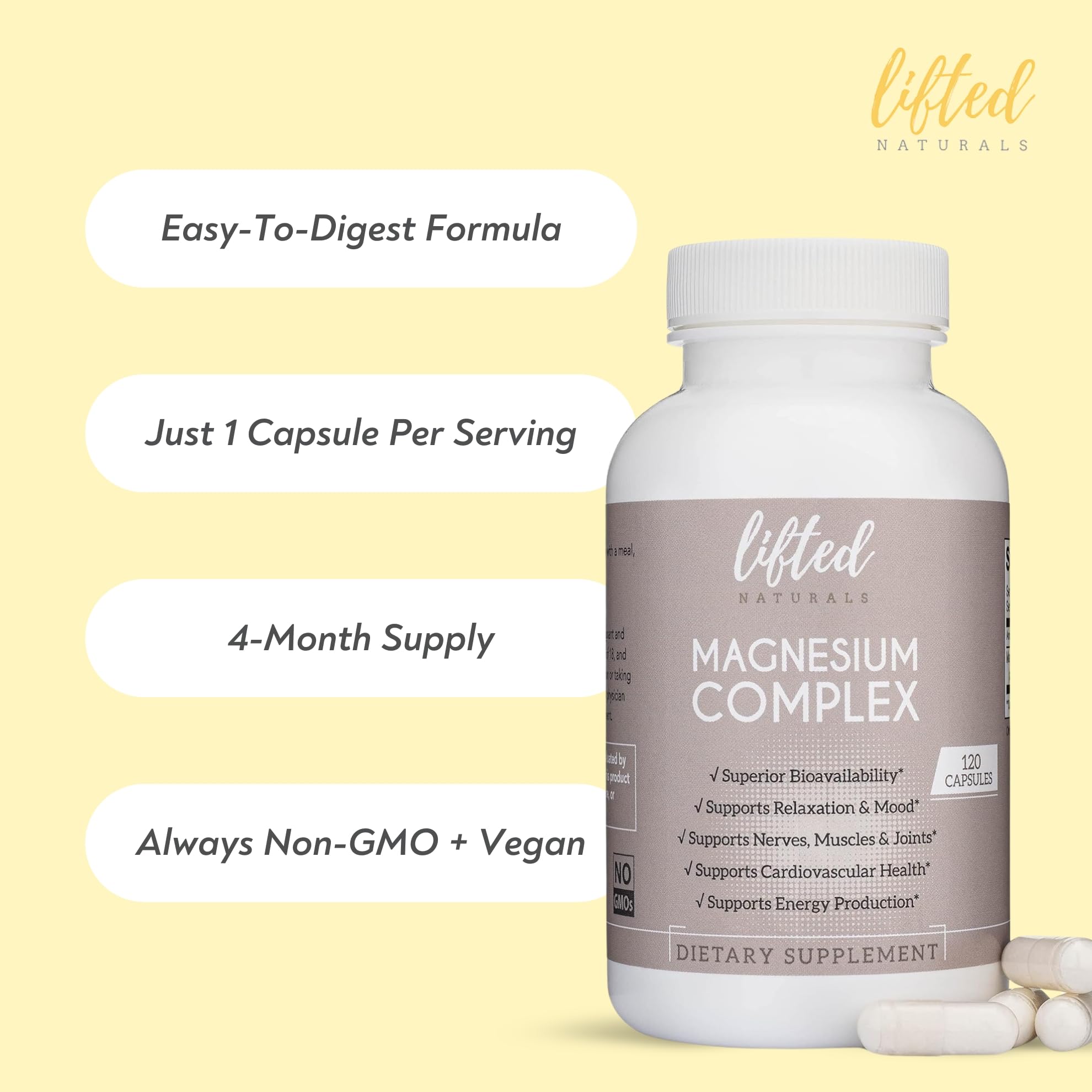 Lifted Naturals cápsula en mano para comparar tamaño y comodidad de toma